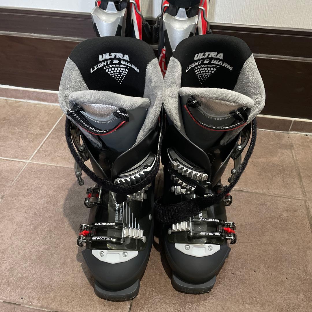 スキーセット 66 赤/黒 バインディング付き