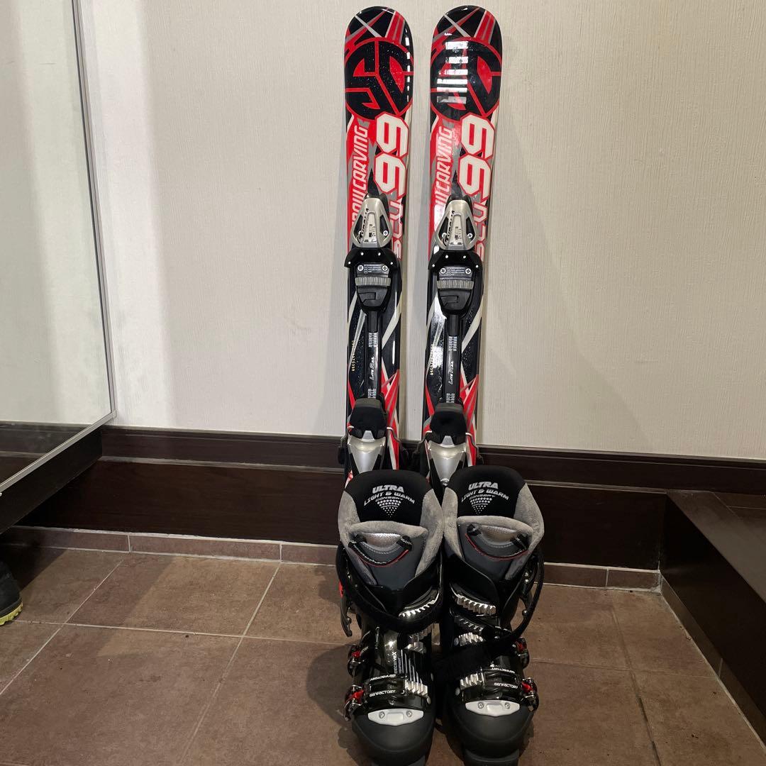 スキーセット 66 赤/黒 バインディング付き
