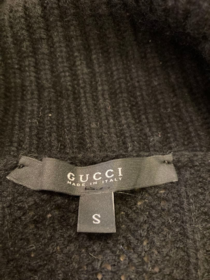 ☆GUCCI☆ ブローチ付き　ショールカラー カシミアニットカーディガン