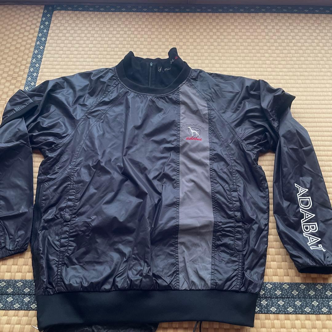 adabat ハーフジップ ブラック ベスト ナイロンウィンドブレーカーセット