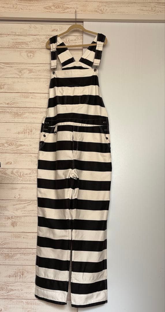 FST オーバーオール 3XL ボーダー白黒 囚人 PW プリズナーパンツ