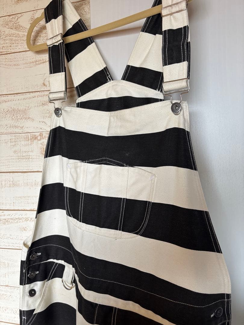 FST オーバーオール 3XL ボーダー白黒 囚人 PW プリズナーパンツ