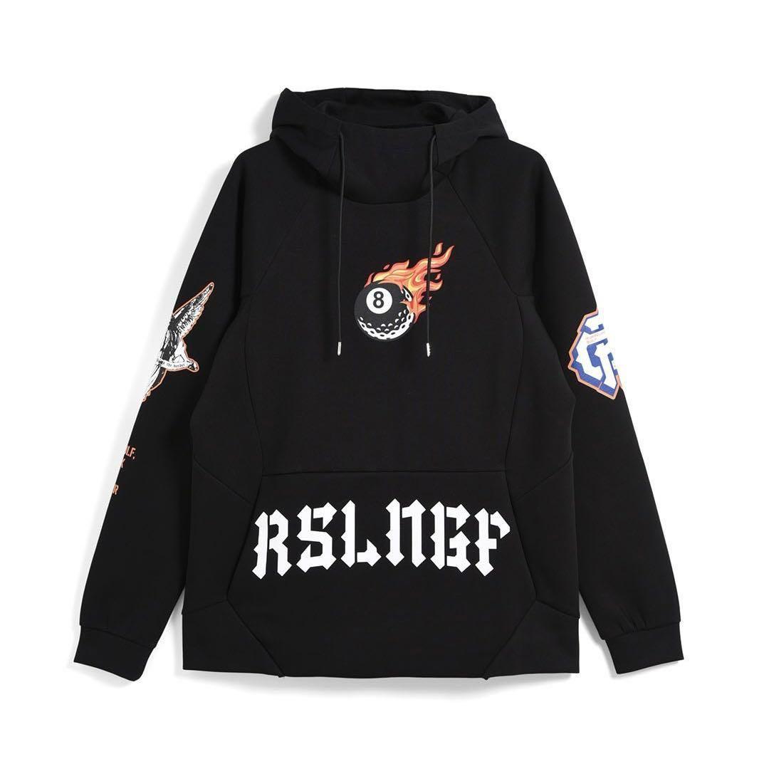 新品 ラッセルノ マスク フーディー マルチロゴ ブラック ゴルフ M