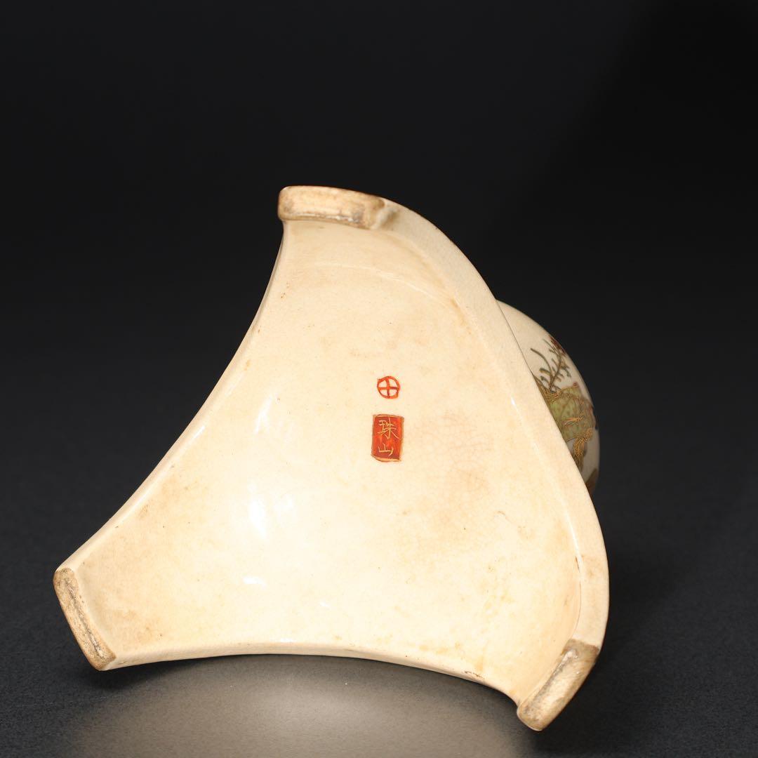 薩摩　雪見灯篭図置物　里帰り　珠山　明治工芸　骨董　6R1578ダN2