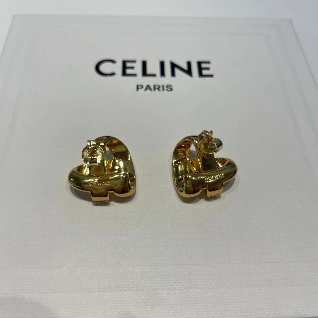 VIP顧客・CELINE インターロック ピアス ゴールド クリスタル 刻印付き