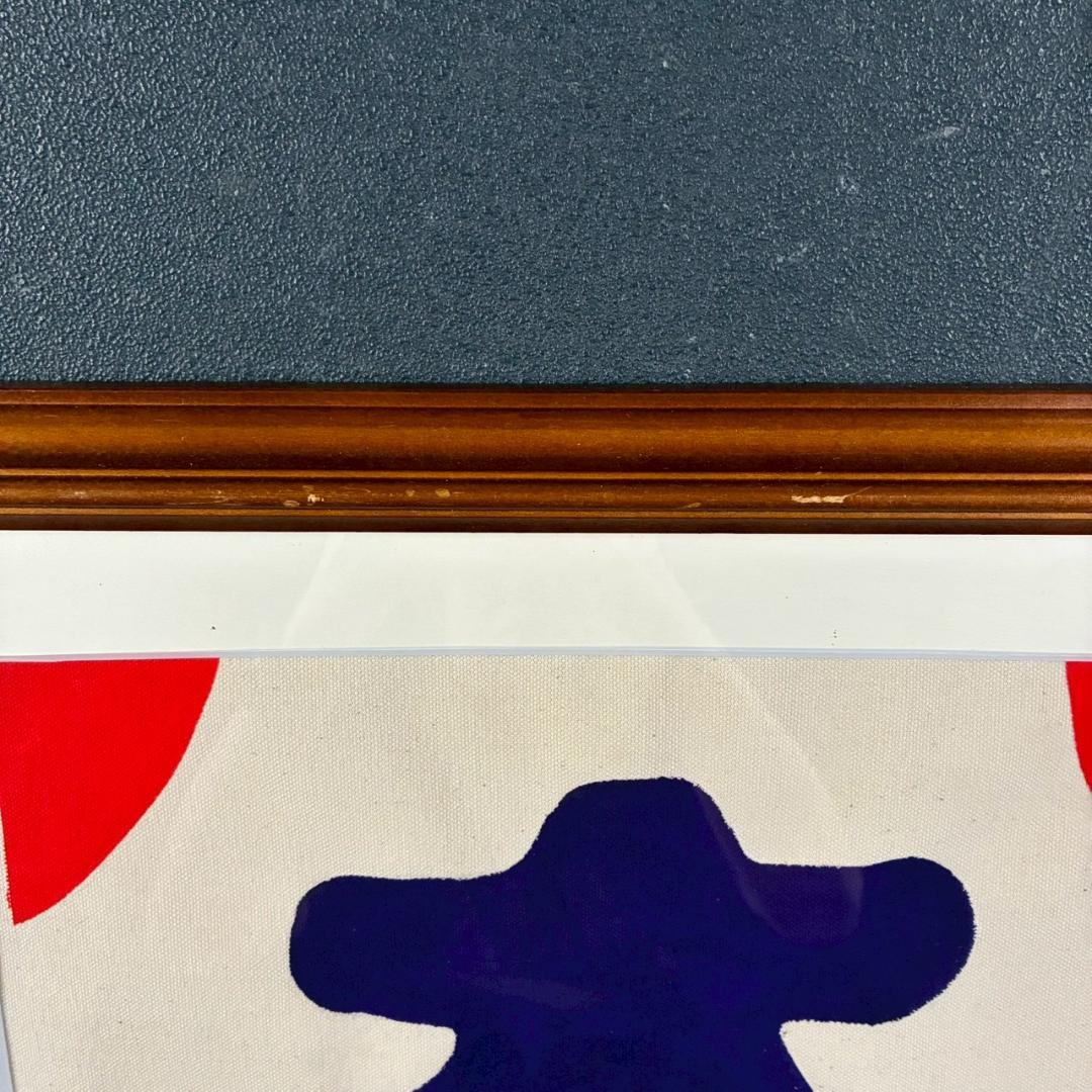 柚木沙弥郎「鯛と大吉」型染絵 民藝 染色工芸家 人気染色家 額縁入り