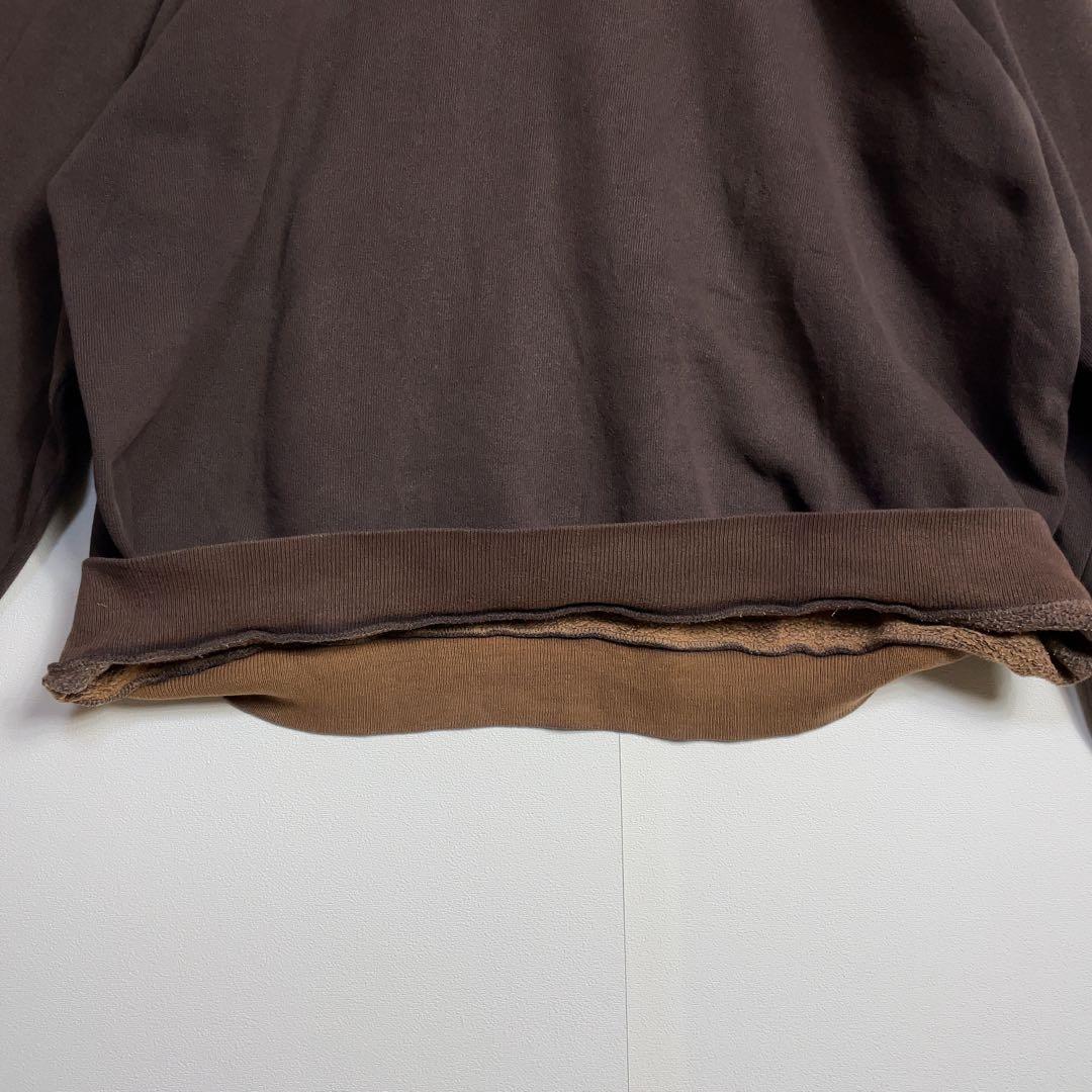 【超希少】ステューシー スウェット 90s スカル ワンポイント刺繍ロゴ 茶