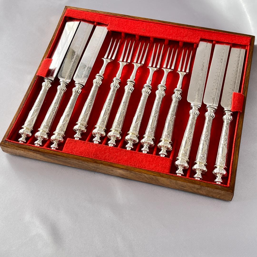 【英国】 デザート/フルーツセット ナイフ/フォーク 12本トレー