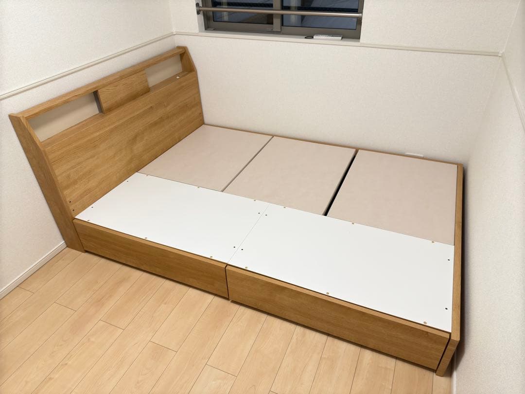 ニトリ　ダブルベッドフレーム(アザン3 浅型/LBR)