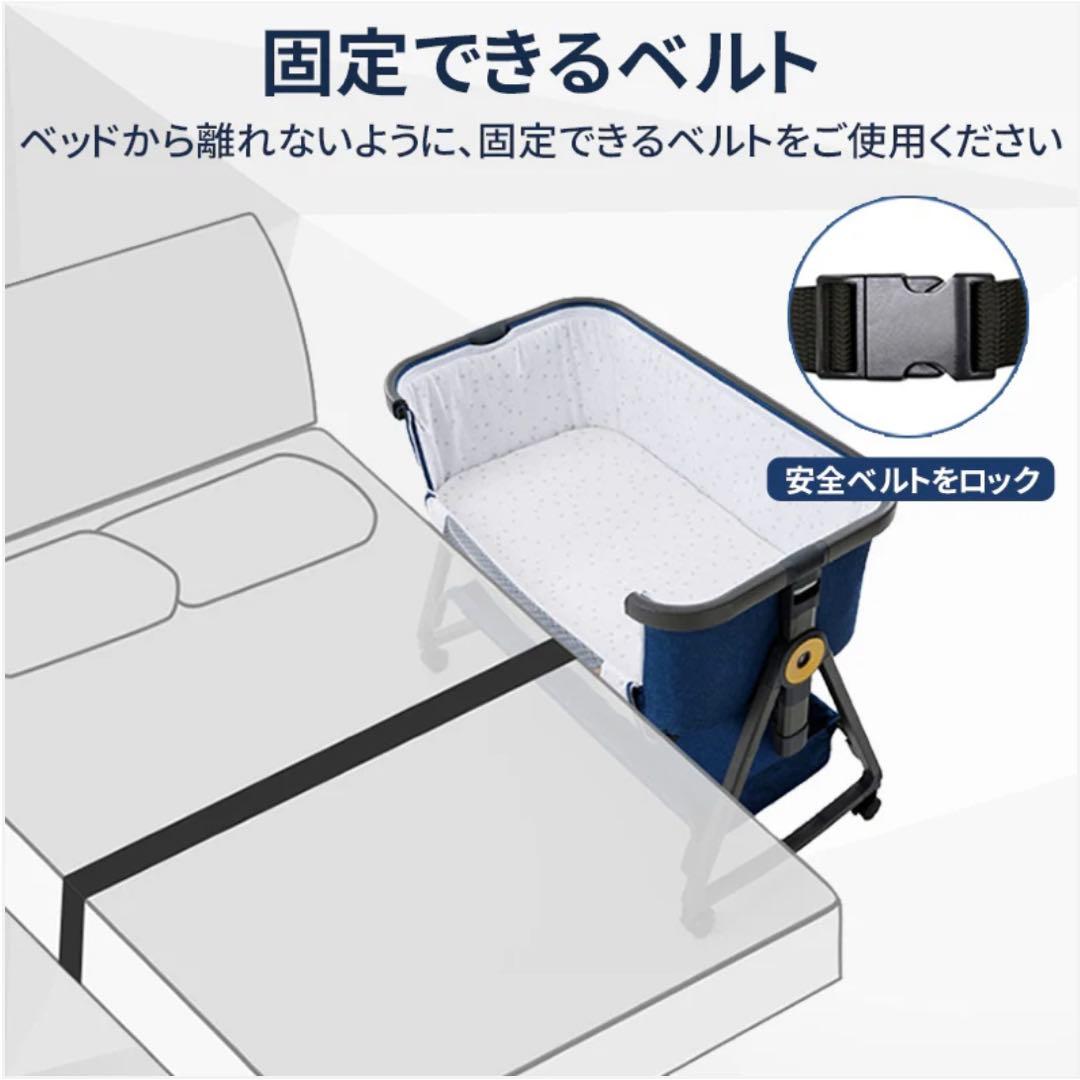 【美品・付属品完備】HZDMJベビーベッド グレー 折りたたみベビーベッド