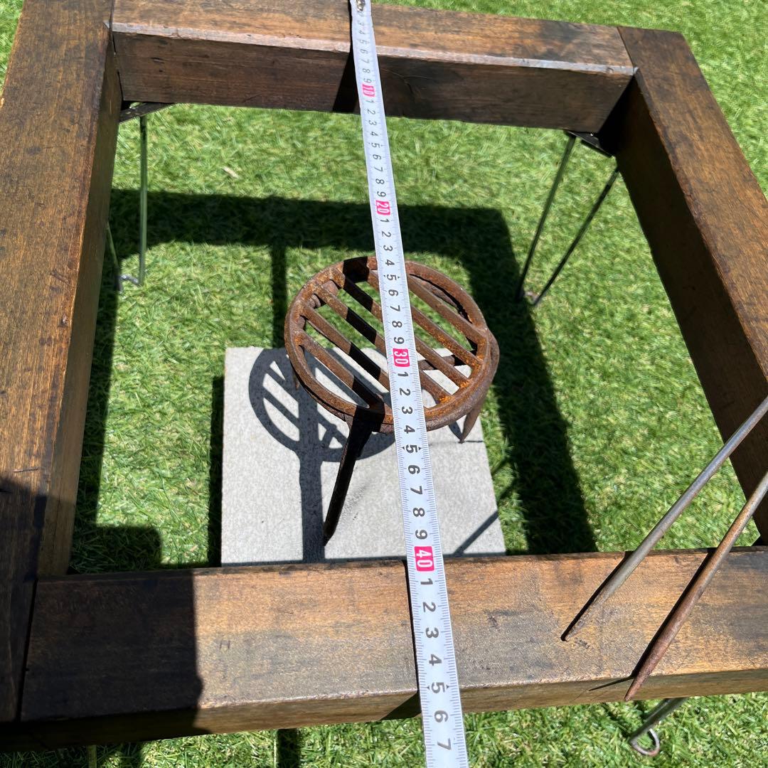 囲炉裏枠改良焚き火テーブル　五徳　火箸セット