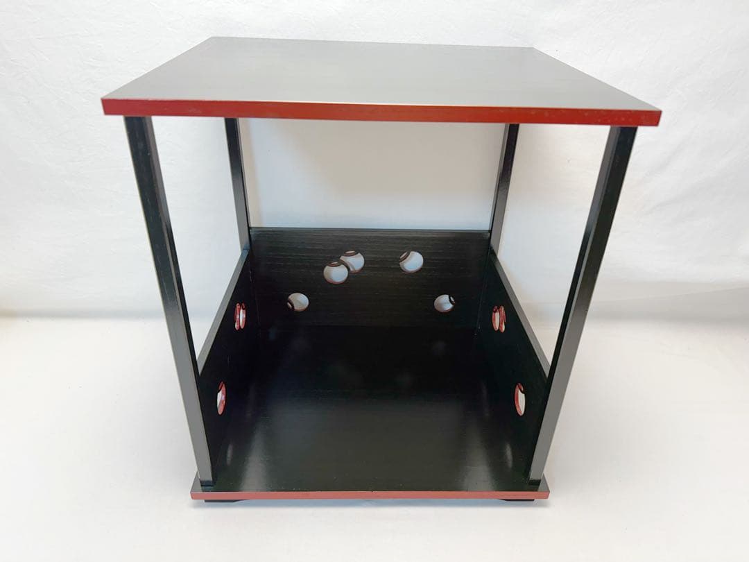 美品 茶道具 円能斎好写 つぼつぼ 壺々棚 青漆爪紅 組み立式 紙箱