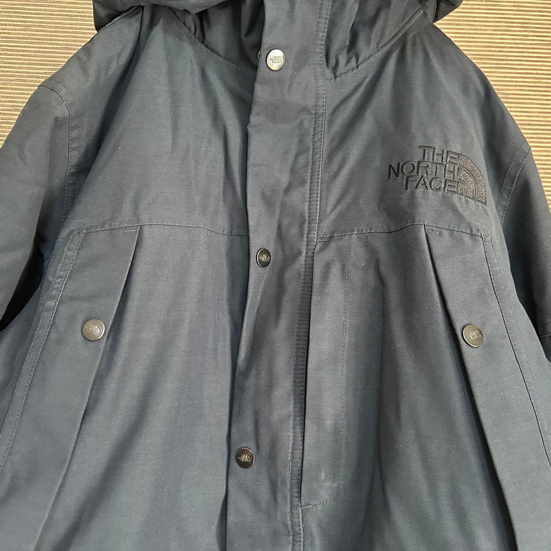 ノースフェイスダウンジャケット モッズコートネイビーフェイクファーハイベントF4