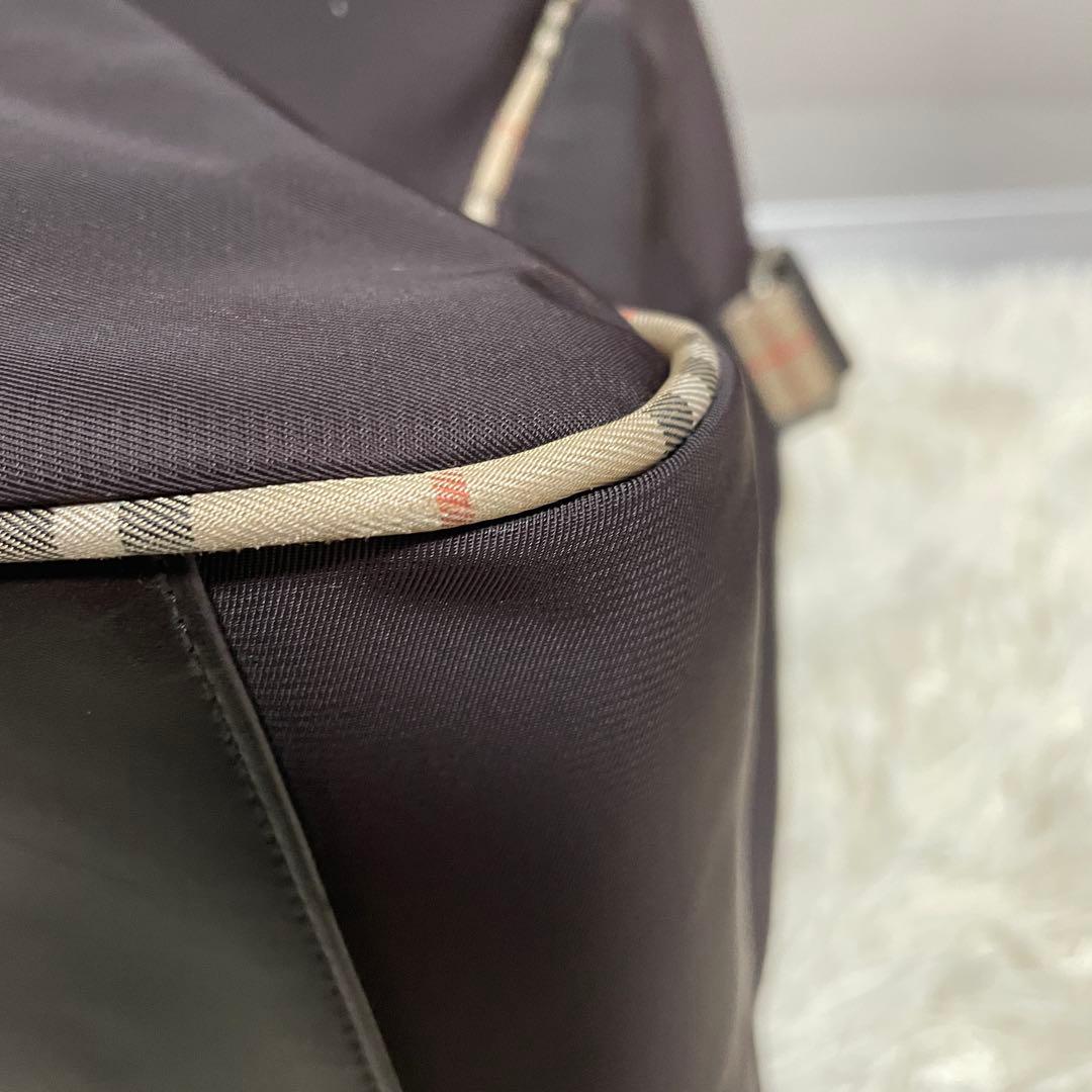 BURBERRY バーバリー ボストンバッグ ナイロン ノバチェック ブラウン