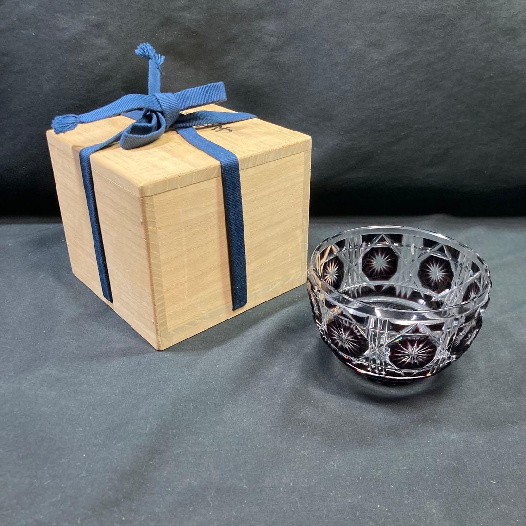 【未使用】島津薩摩切子 切子向付鉢 被せガラス 薩摩ガラス工芸 尚古集成館監修