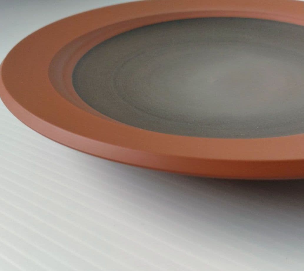 希少 佐渡 無名異焼 人間国宝 伊藤赤水 窯変 皿 大皿 工芸品 21,5cm