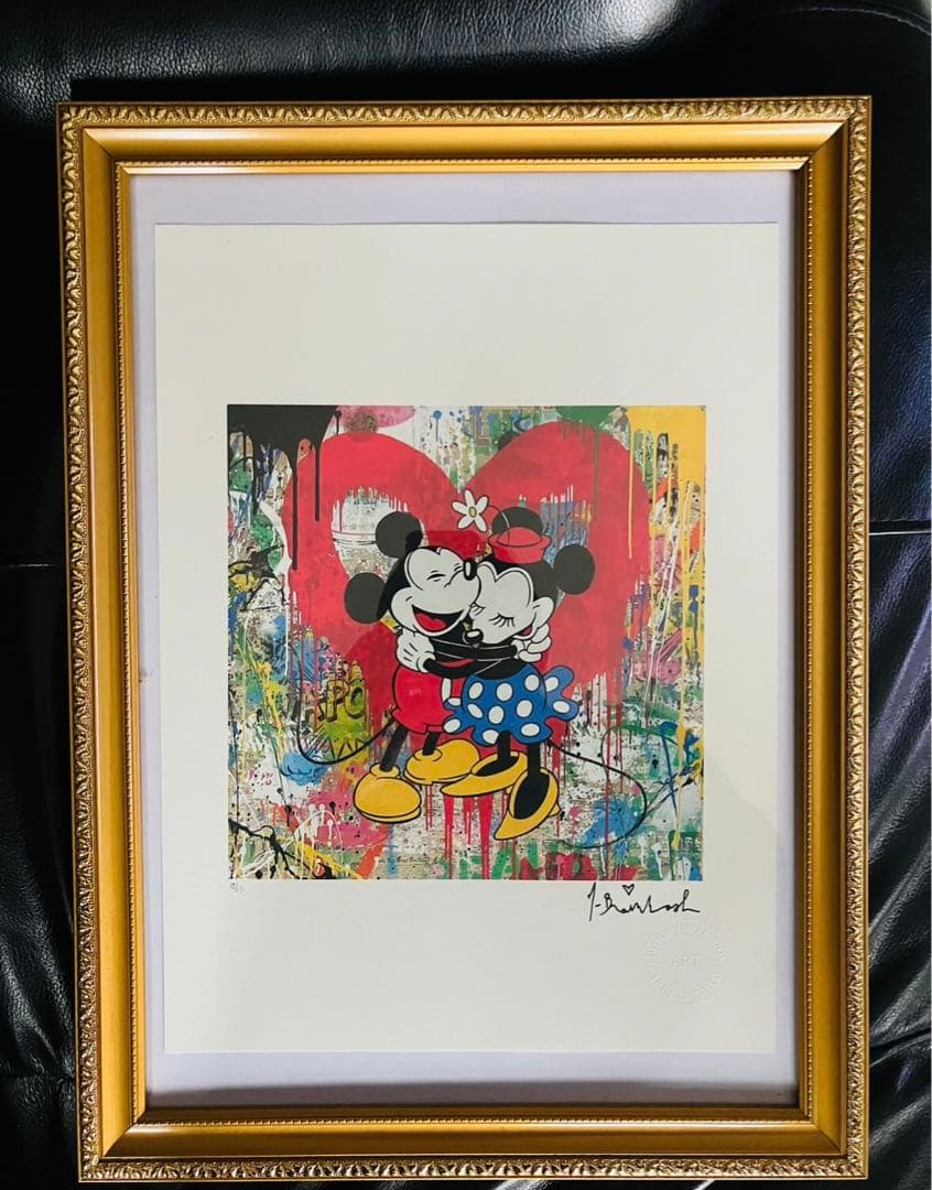 ミッキーマウス　ミニーマウス　リトグラフ　COA認定書付き