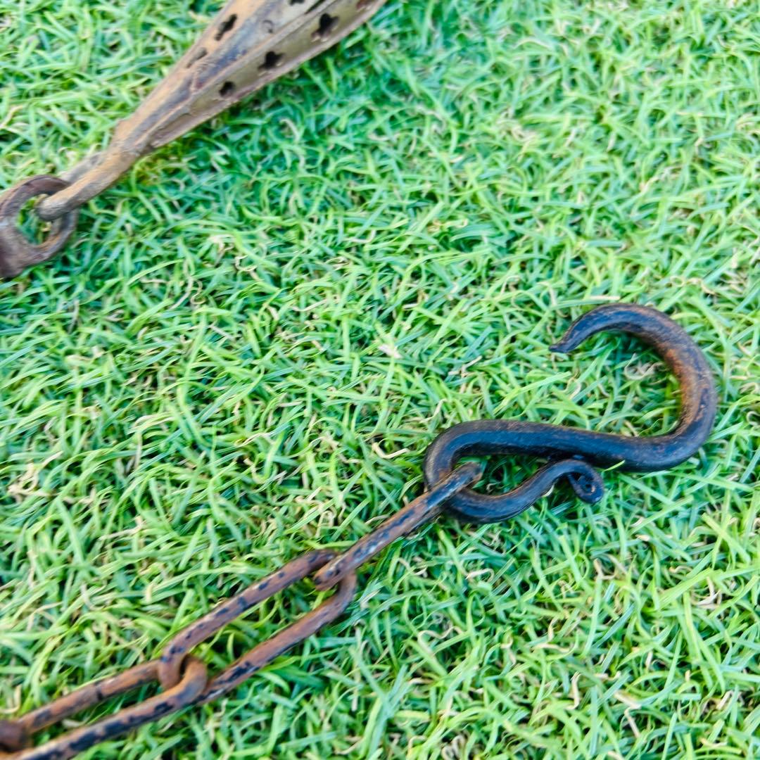 囲炉裏　自在鉤　分銅　囲炉裏小道具　天秤棒　堀如真 銅製 鯉型 風鎮　栓抜き