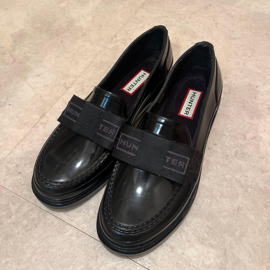 HUNTER レインシューズ　リボン　ローファー