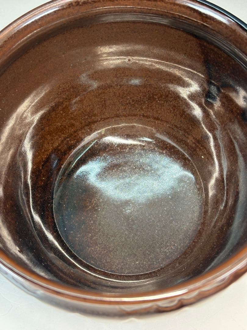 【中古品】膳所焼　菊彫建水（共箱）