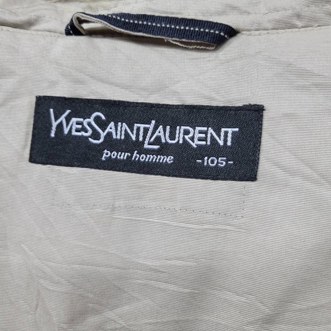 イヴサンローラン 刺繍 ナイロンジャケット ベージュ XL 古着 90s