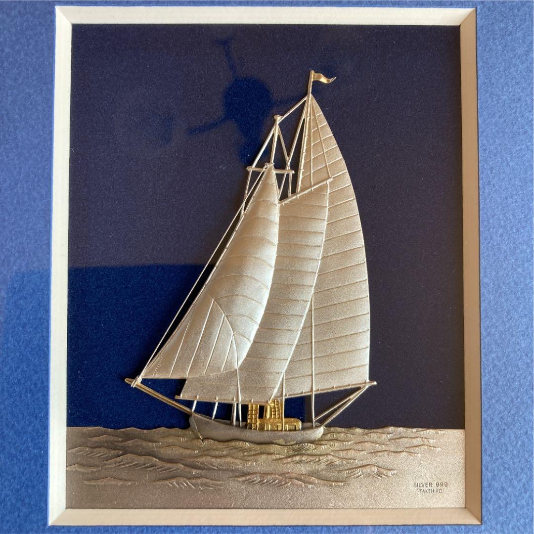 ⚠️純銀　シルバー999 額　　yacht takehiko ヨット　武比古　4号