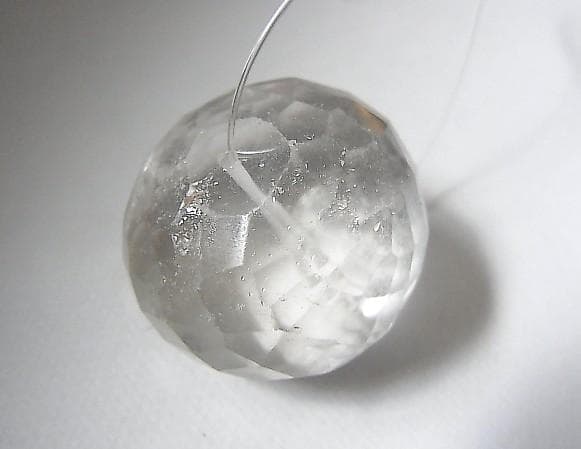 ★A3001★特大　多面カット　水晶　クォーツビーズ　 アンティーク　エスニック