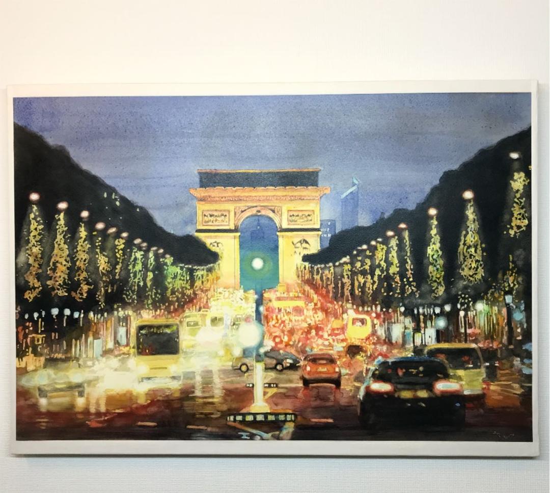 水彩画 パステル フランス パリ 凱旋門 絵画