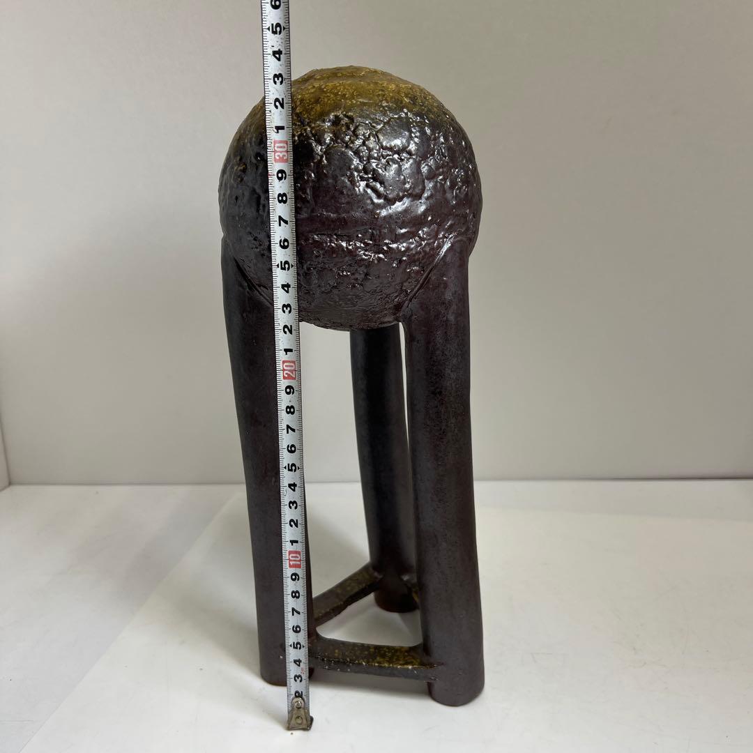 松本頼明　三足　備前花生　共箱　高さ34㎝　東な8-0201☆2F