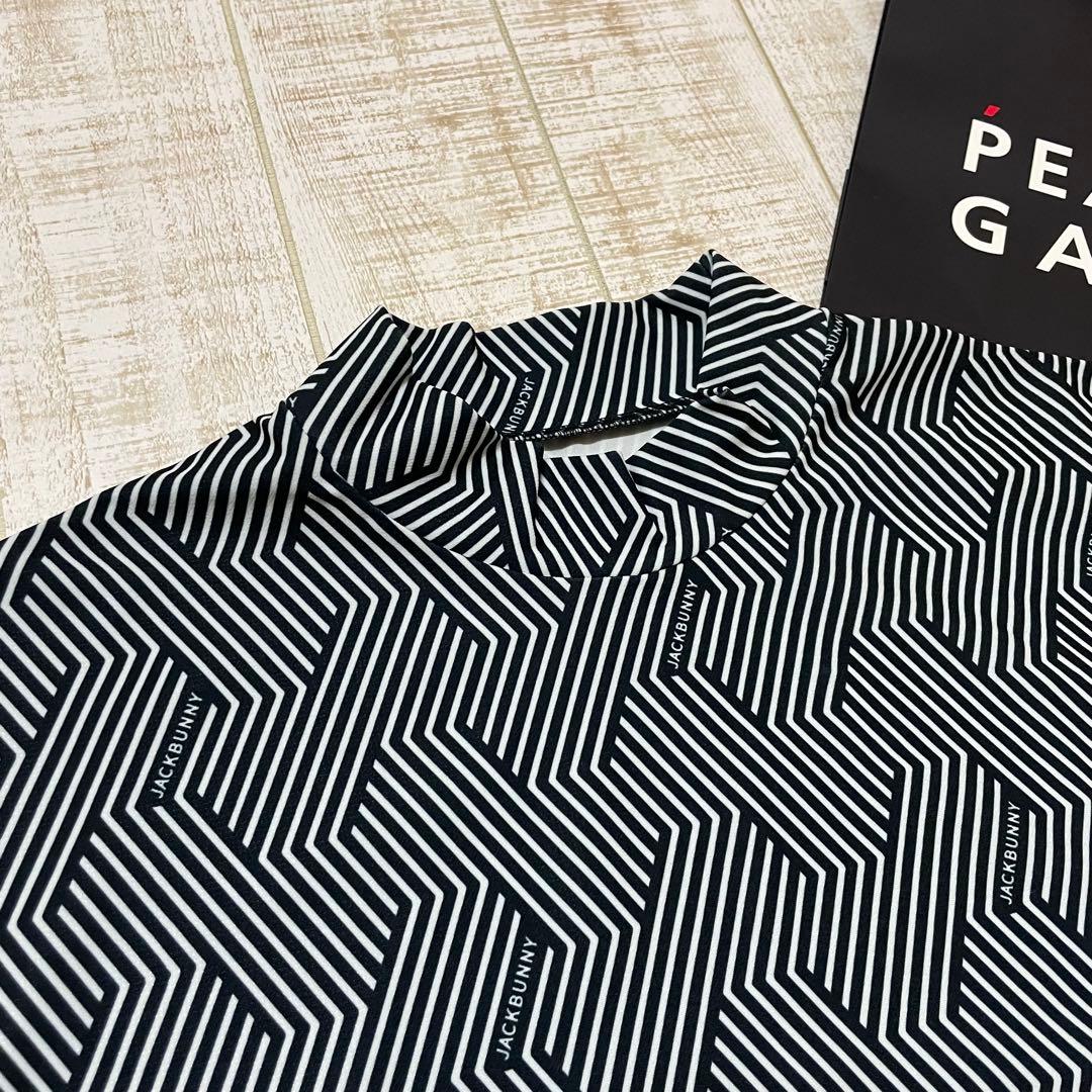 新品 ジャックバニー 長袖モックネック 総柄 ネイビー Lサイズ（5）