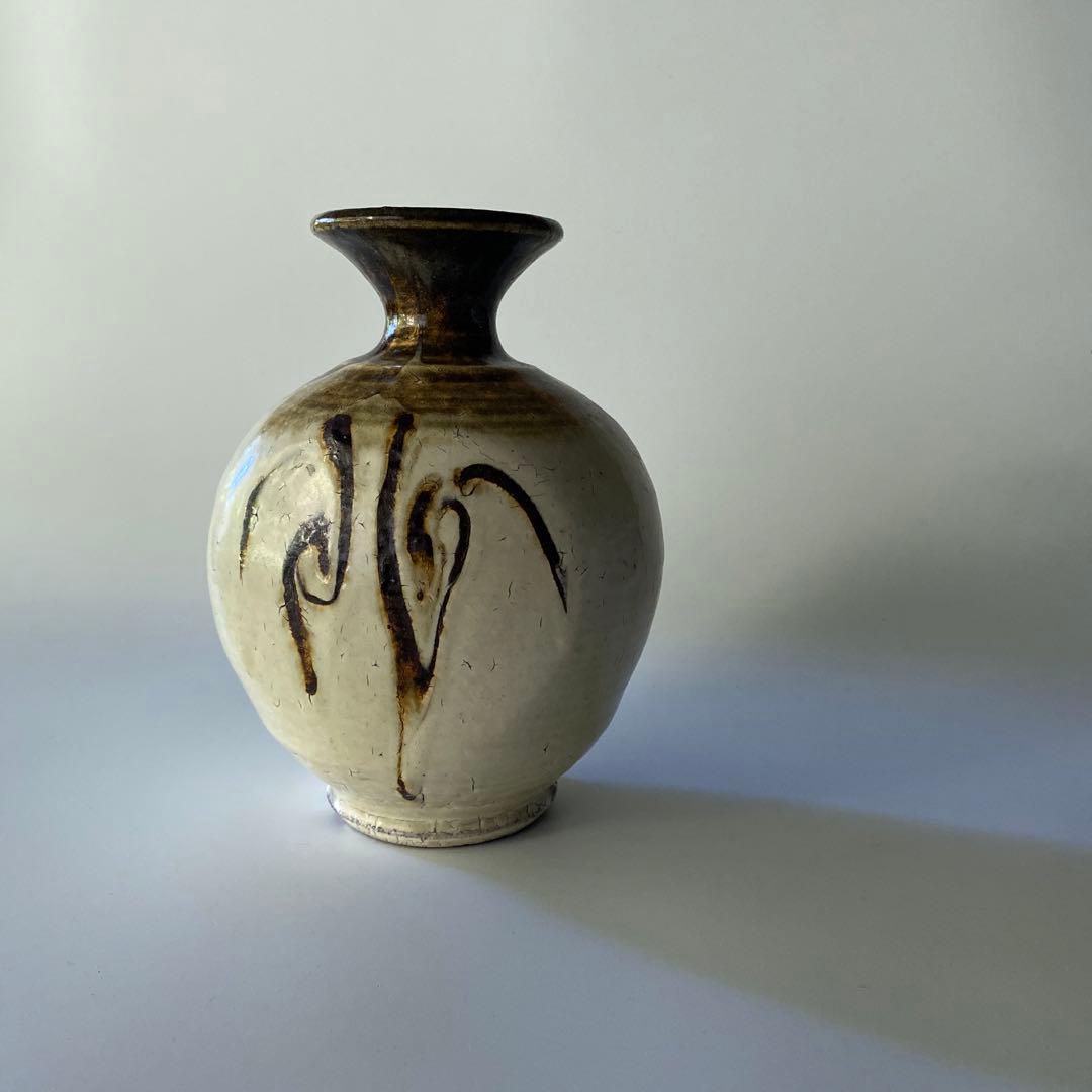 希少 舩木道忠 白釉柳文扁壼 扁壼 壺 花瓶 花器 共箱付き 舩木研兒