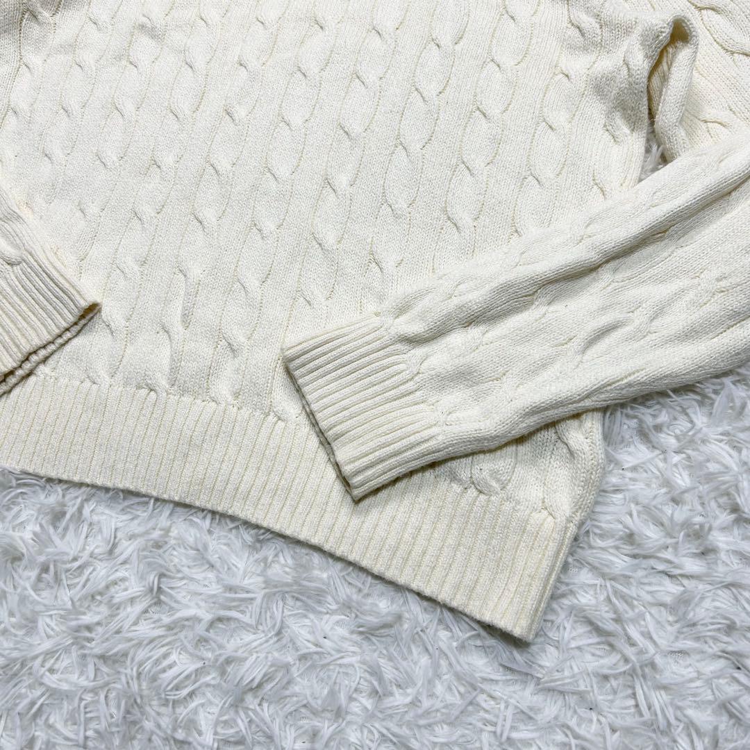 美品 大きめ 希少サイズ 近年 ポロラルフローレン ケーブルニット セーター 白
