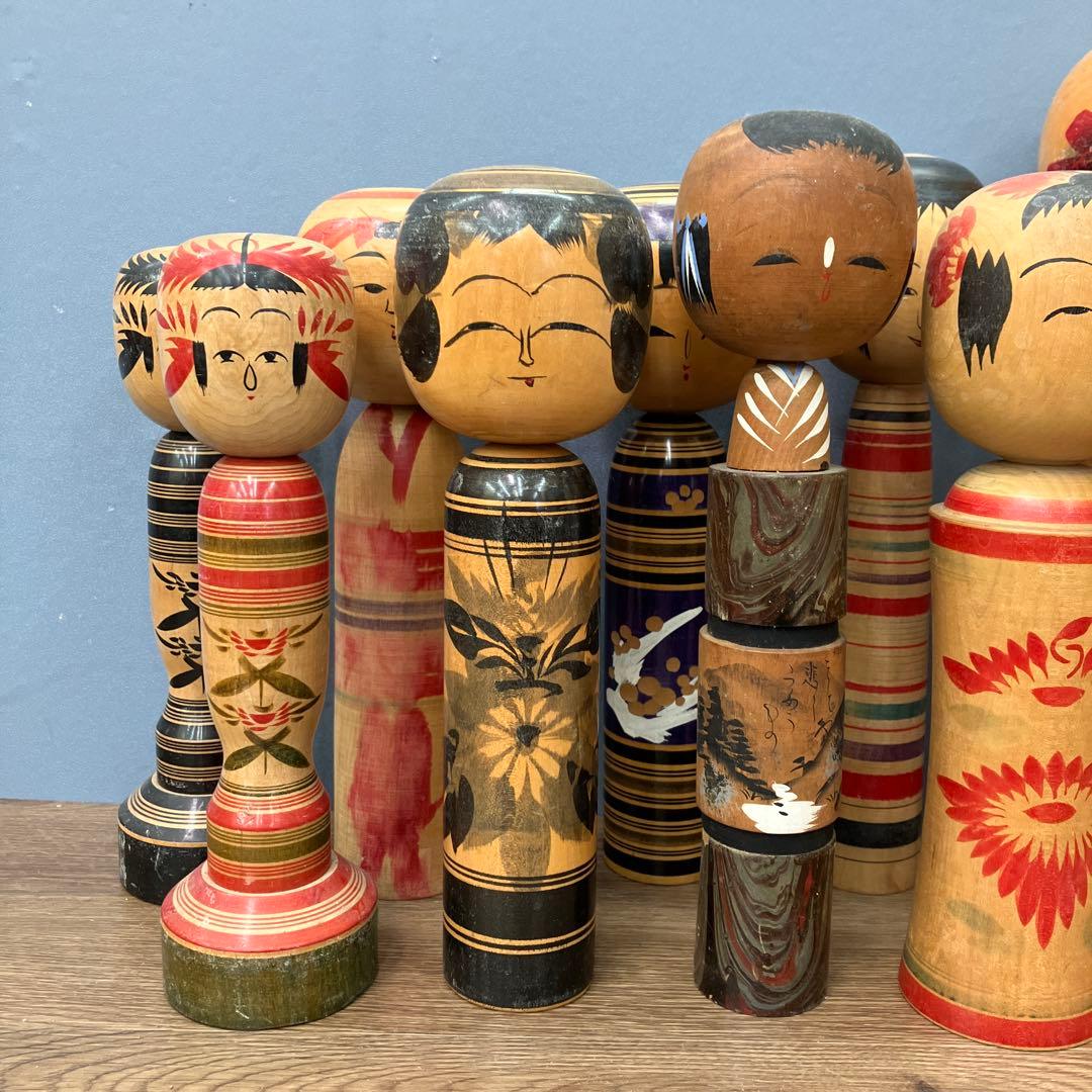 D-3 伝統こけし 創作こけし まとめ売り 18体セット 鳴子 遠刈田 置物