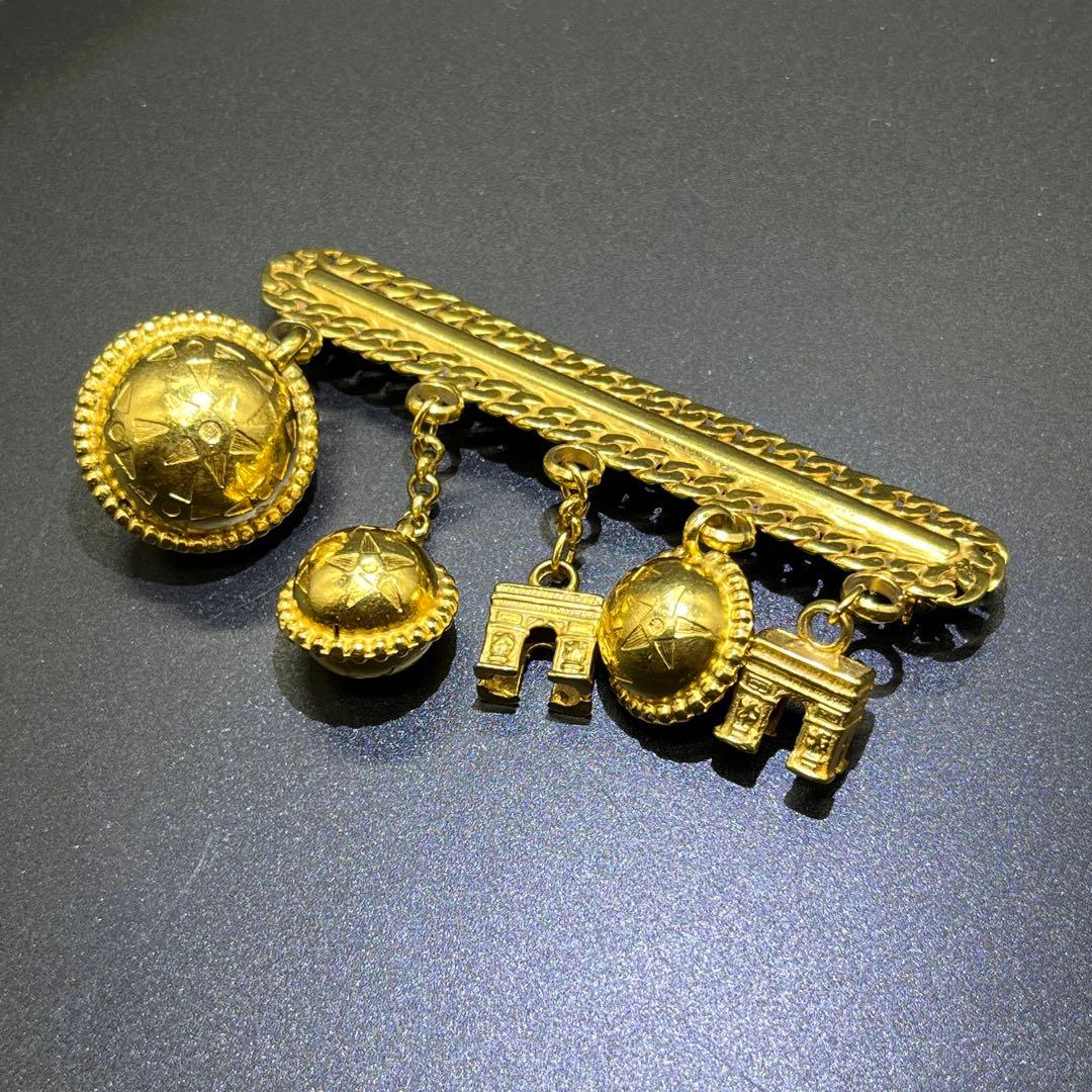 【美品】セリーヌ　ブローチ　スターボール　凱旋門　ゴールド