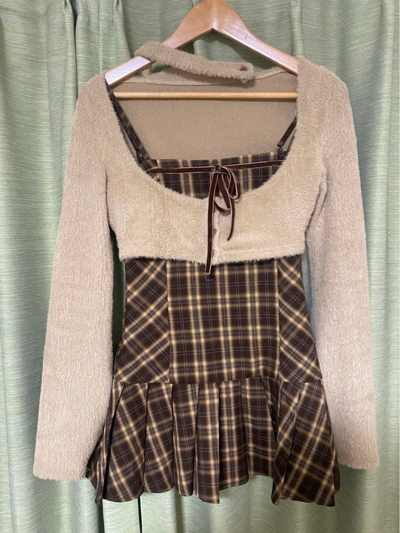 BunnyLis チェックミニワンピース