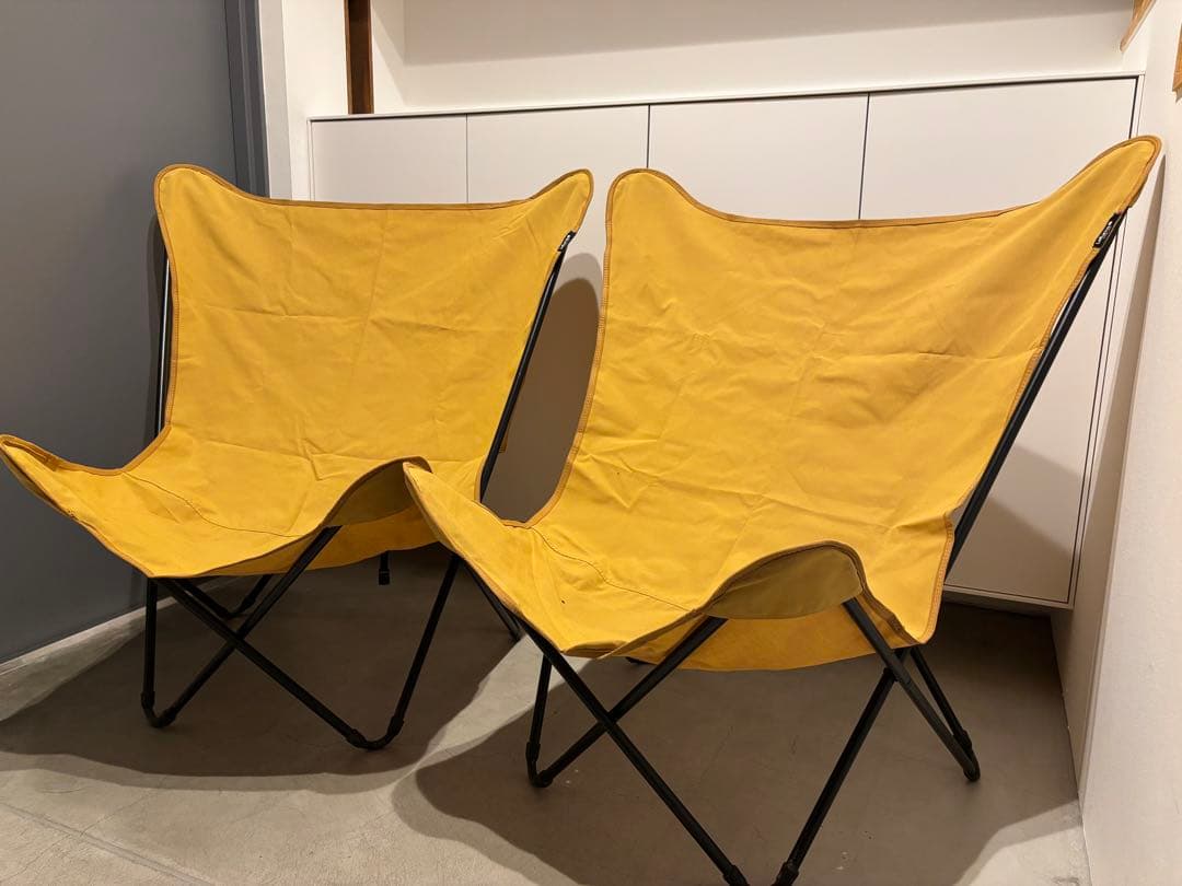【2脚セット】ラフマ バタフライチェア イエロー　XL