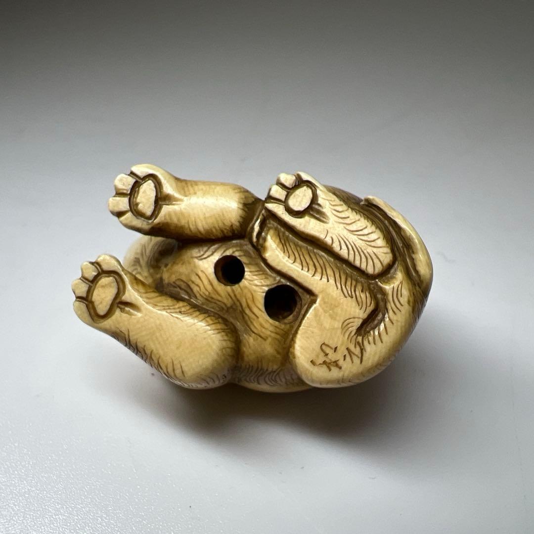 和之在銘　極上猫根付　木箱付　21g 東Y8-0205☆2Fトヒオ