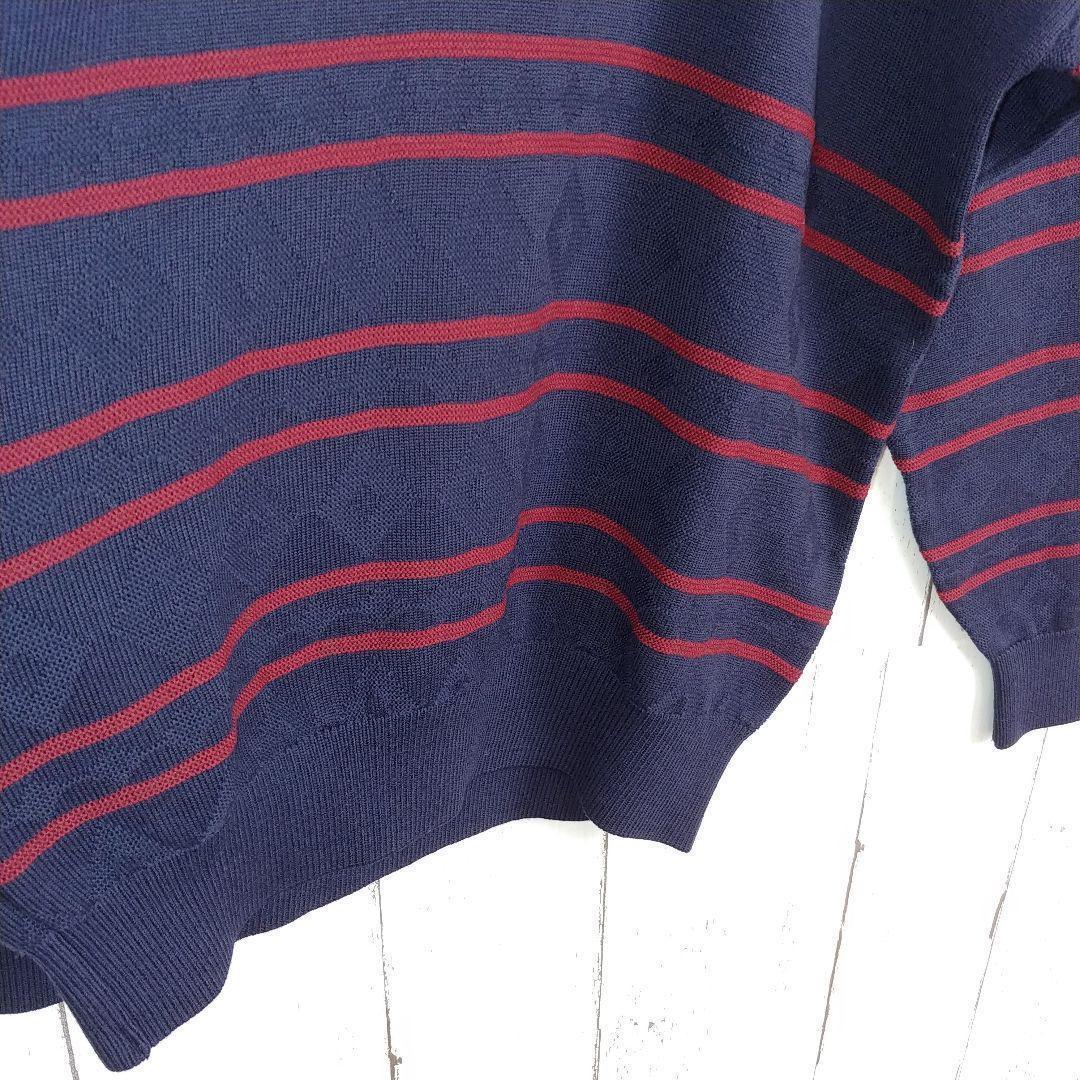 【希少モデル】バーバリーズ ニットセーター 刺繍ロゴ デカロゴ ボーダー柄 M
