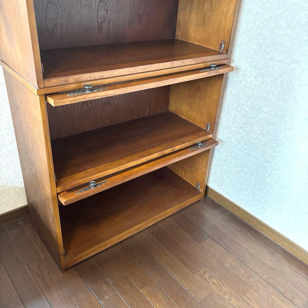 【良品】アンティーク ガラス棚 ブックケース フラップ式扉