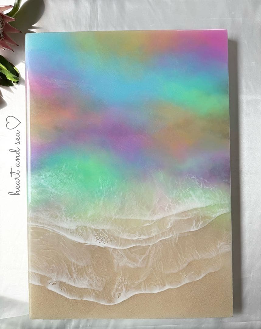 レジンアート　BIGパネル　マジックアワーの海♡ オーシャンアート　海アート