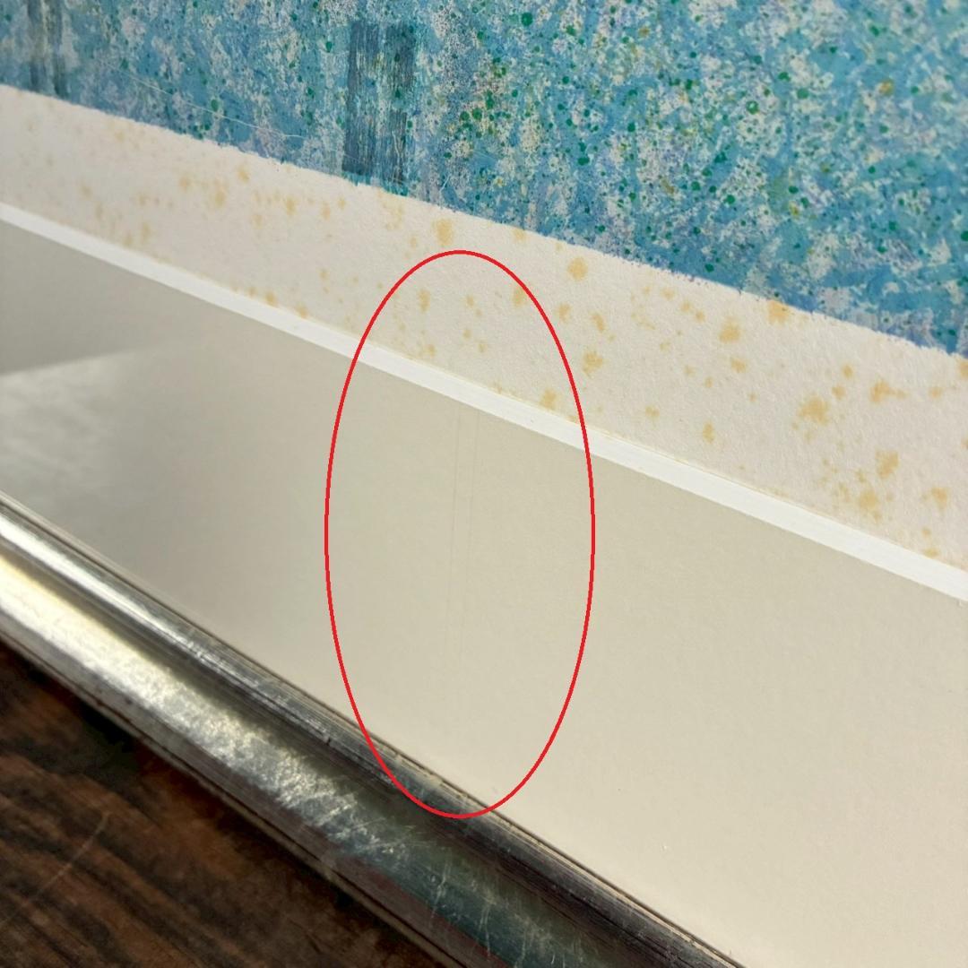 アンドレ・ブーリエ「ブルーの屋根」リトグラフ 直筆サイン入 点描画