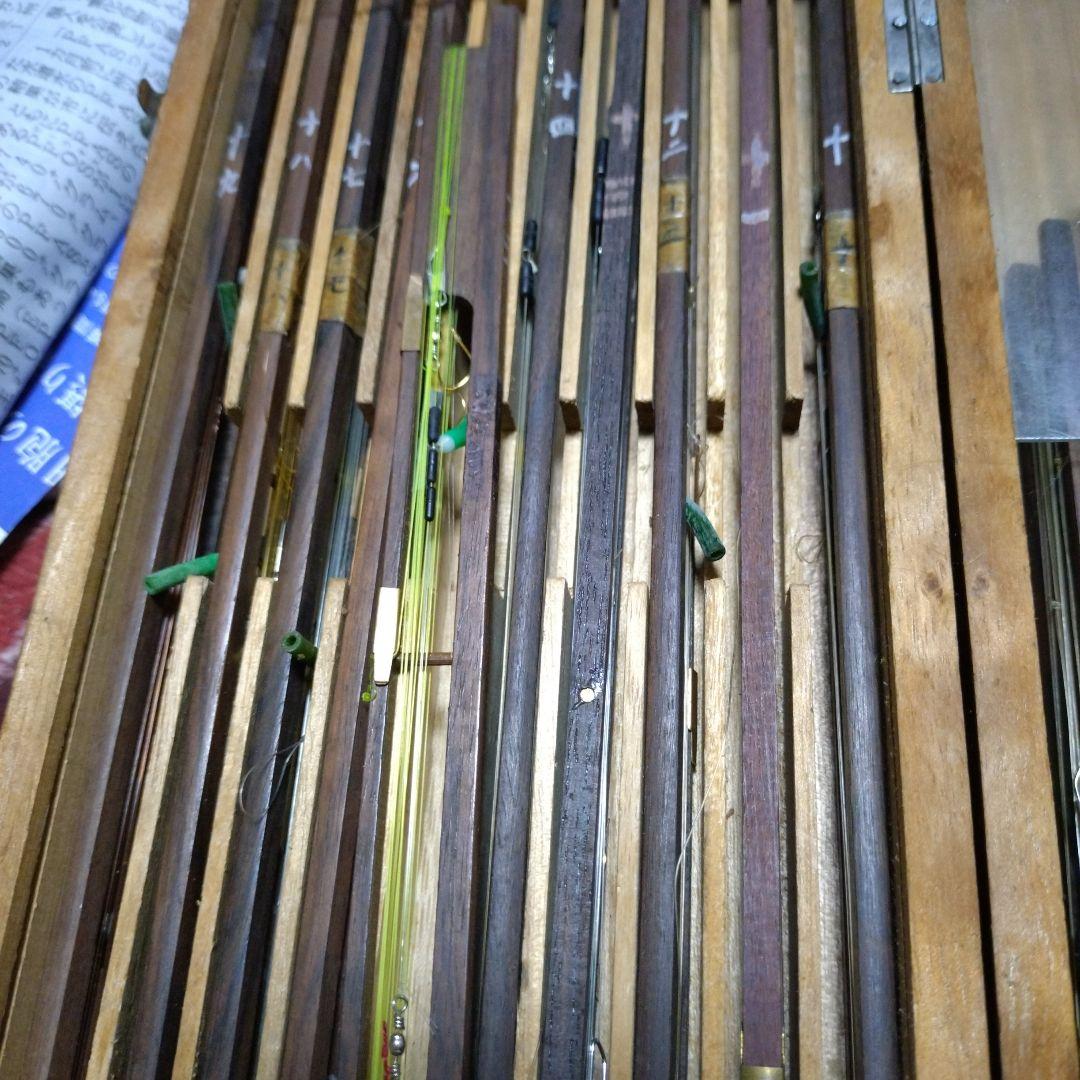 木製釣り糸セット ガラス扉付きケース