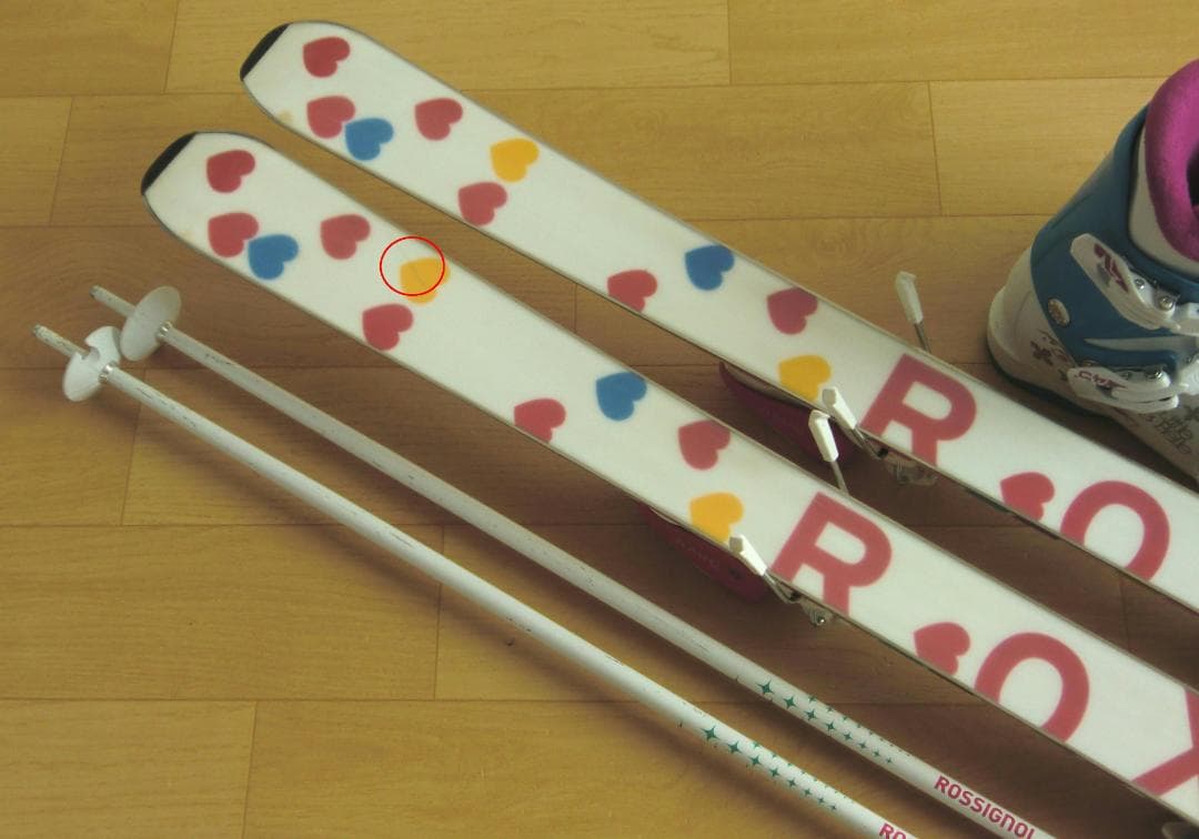 ■1月限定■送料無料■ROXY■子供用スキーセット■板130靴22.5■WAX■