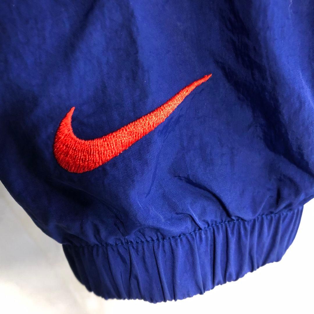 Nike　ナイキ　スウッシュ刺繍　ナイロンジャケット　青　ブルー　L XL 古着