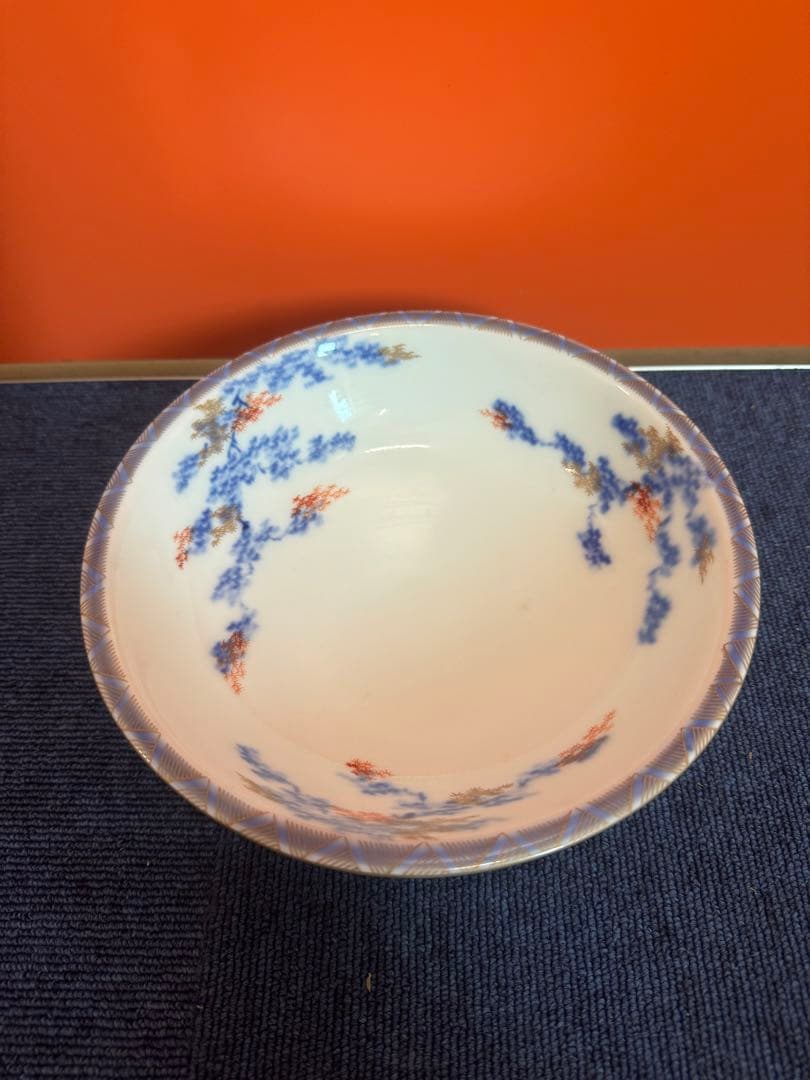 2058 オールド深川製磁　染付紅葉　鉢　時代物