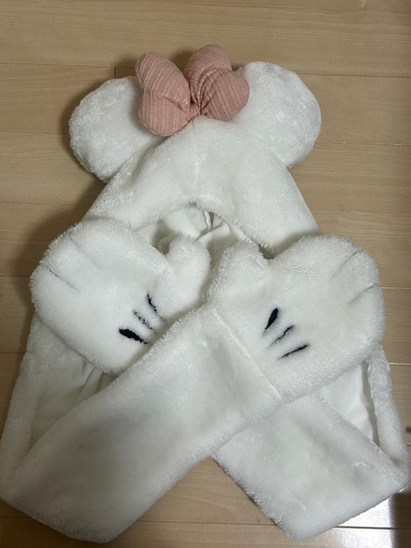 ミニー マフラーキャップ ファンキャップ ホワイト ディズニー