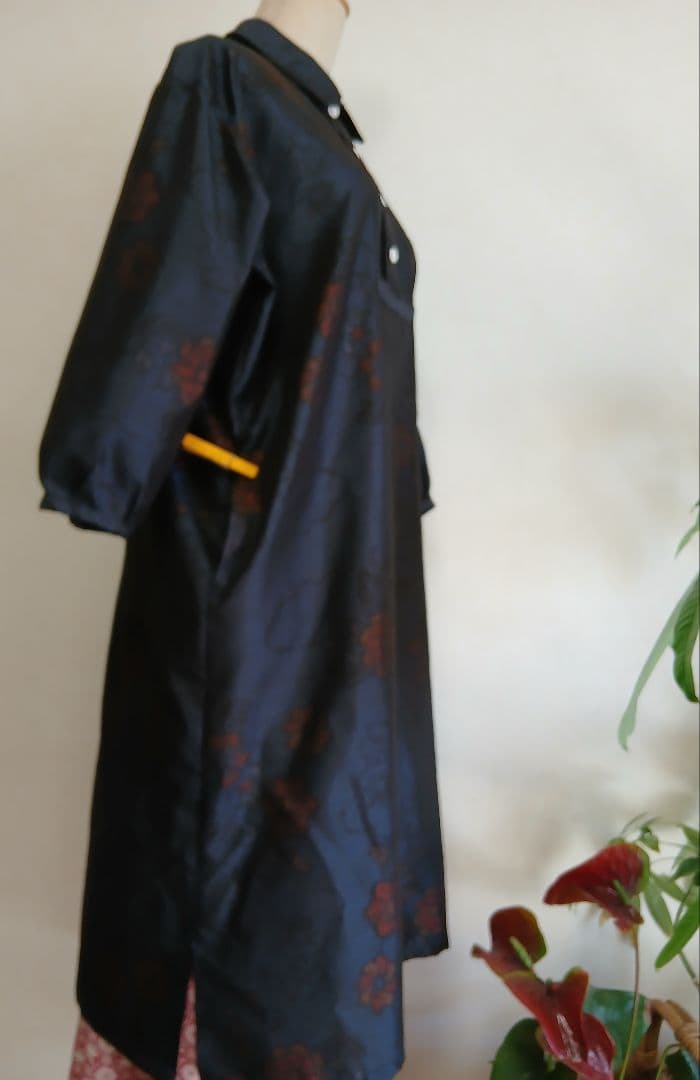 着物リメイク★本場大島紬反物から★ワンピース★&ポシェット