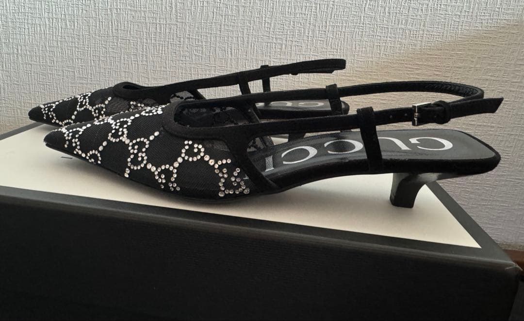 GUCCI GGスリングバックパンプス ブラック