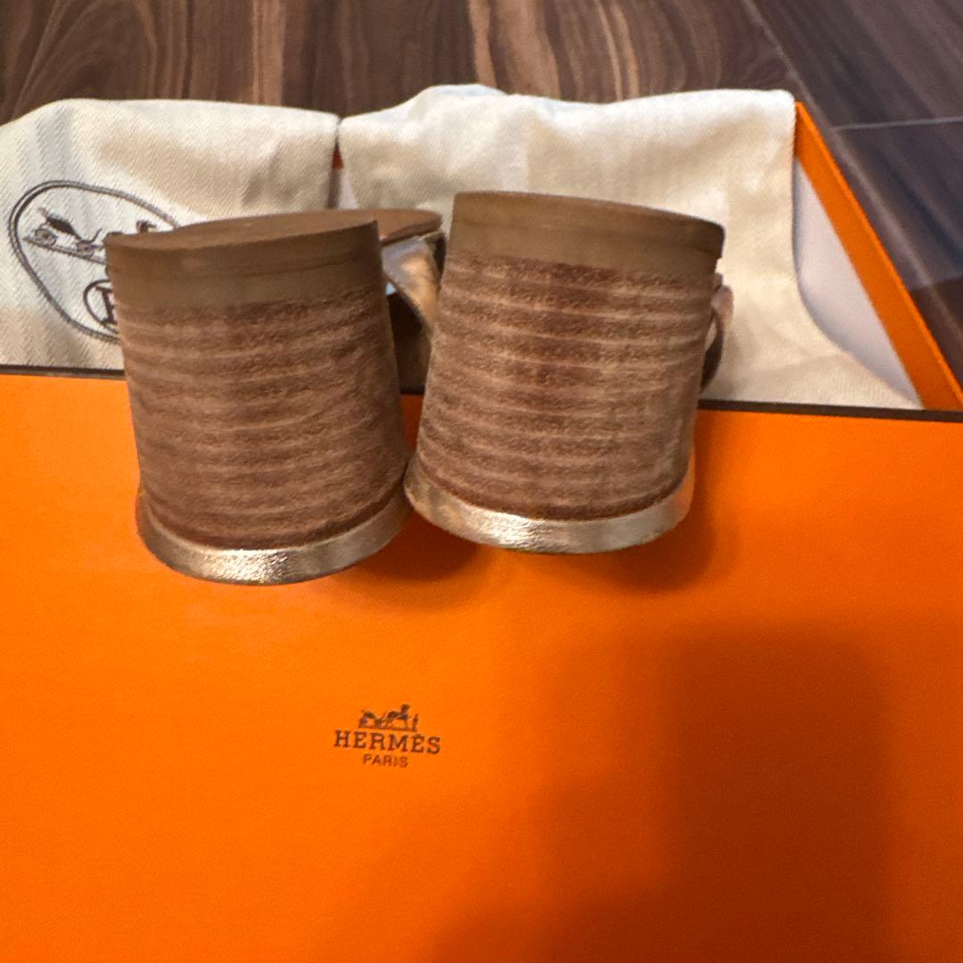HERMES シルバーサンダル CHAUSSURES D'HERMES