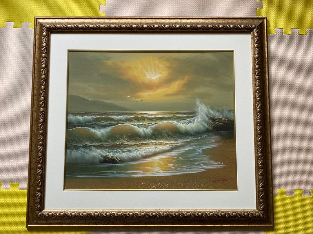 西洋絵画　レイモン・ガランチェ　風景画　朝焼けの海